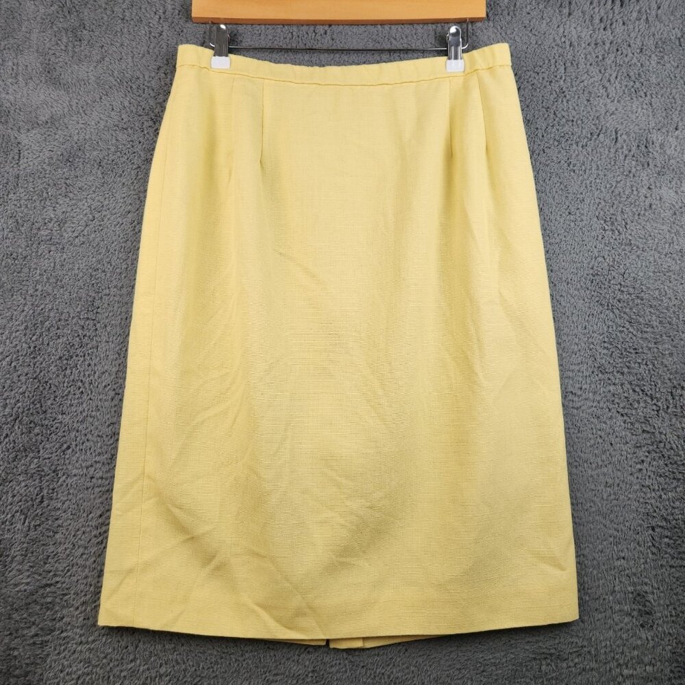Womens Vintage Maxi Pencil Skirt Size 18 Spring Easter Yellow Linen Blend Classy